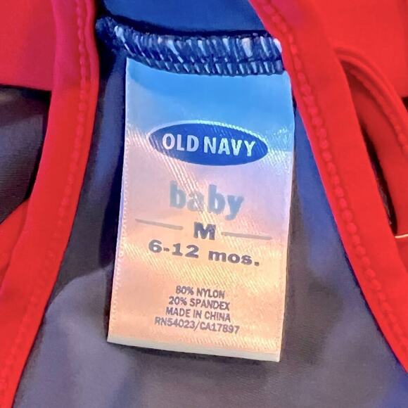 Old Navy red & blue two-piece infant girl bikini swimsuit in size 6-12 months. - Picture 3 of 8